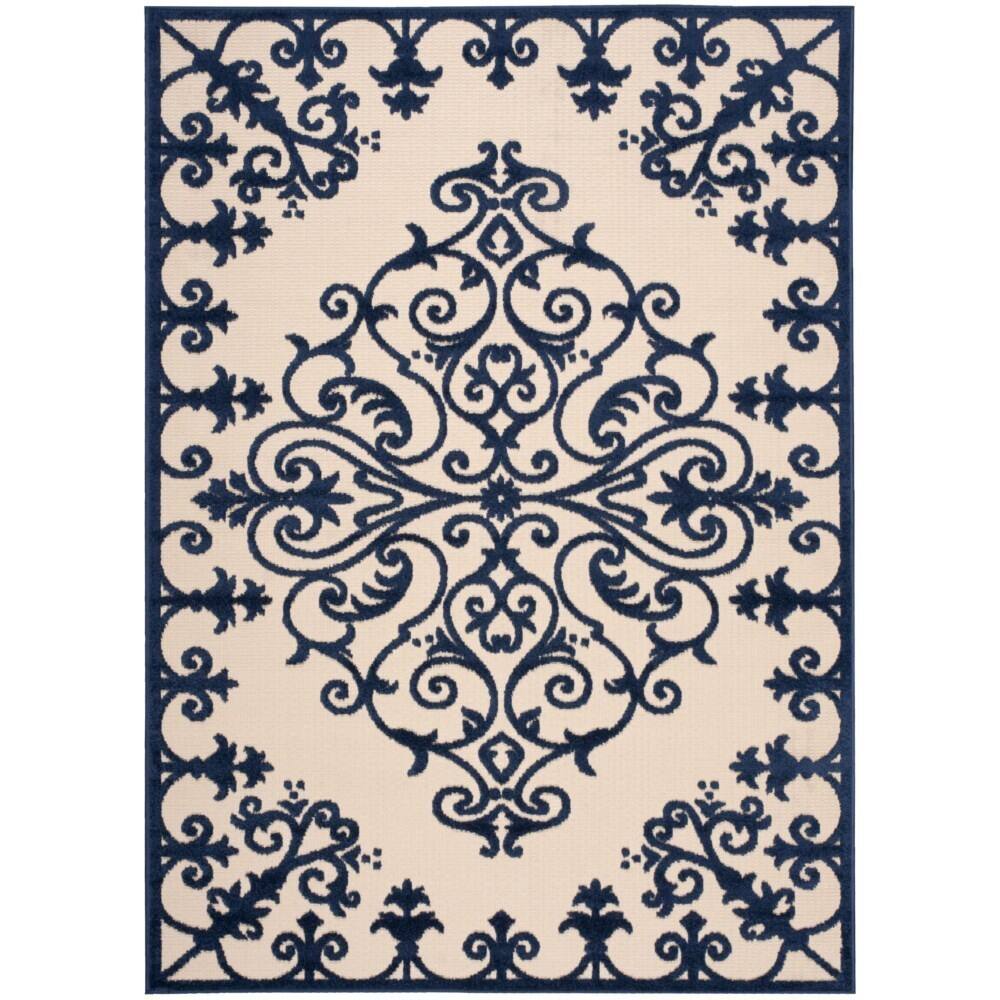 Rug Squared Kona Indoor/Outdoor Navy Rug (5'3 x 7'5) - 5'3" x 7'5"