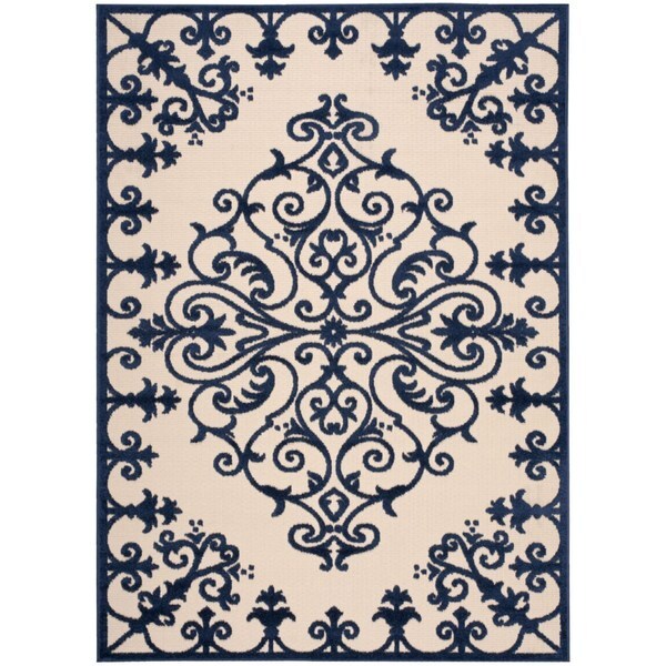 Shop Rug Squared Kona Indoor/Outdoor Navy Rug 7'10 x 10'6 On Sale