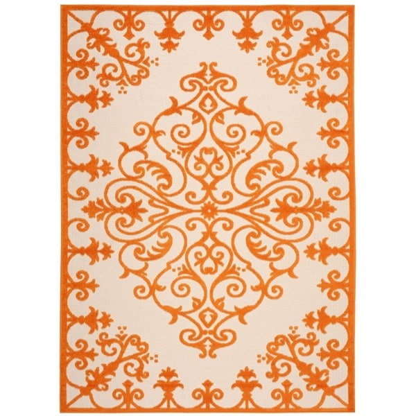 Rug Squared Kona Indoor/Outdoor Orange Rug (9'6 x 13') - 9'6 x 13'