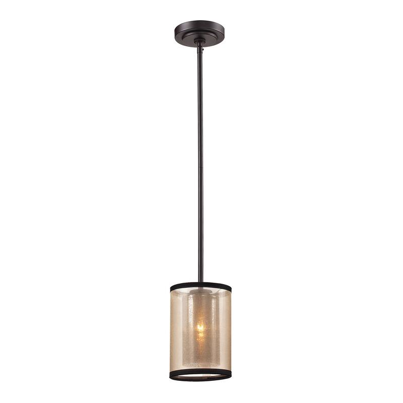 Elk Home Diffusion Oiled Bronze With Beige Organza 1 Light Pendant