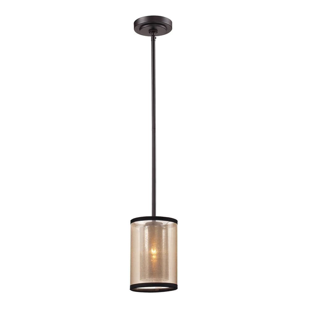 Elk Home Diffusion Oiled Bronze With Beige Organza 1 Light Pendant