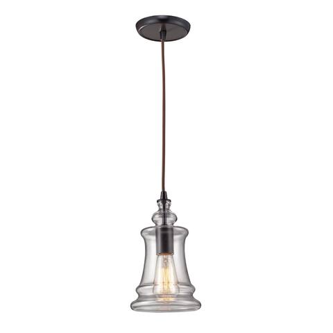 Elk Lighting Menlow Park Clear Glass 1-light Oiled Bronze Pendant