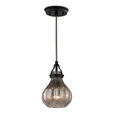 Elk Home Danica Oil Rubbed Bronze With Mercury Glass 1 Light Pendant