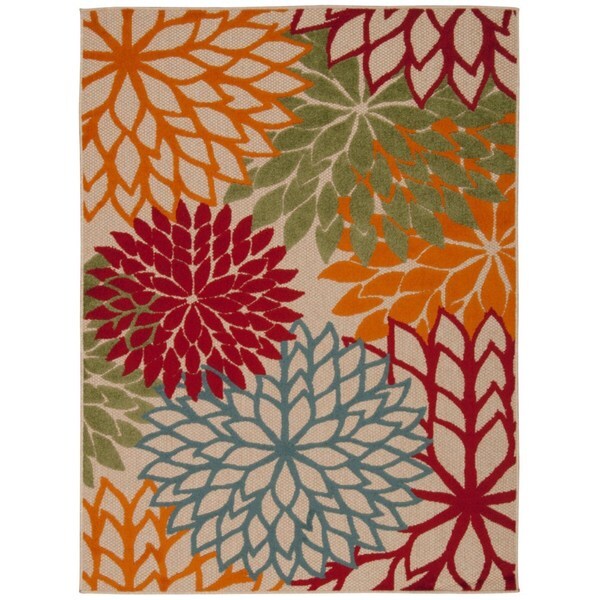 Nourison Kona Green Squared Indoor/Outdoor Rug (7'10 x 10'6)