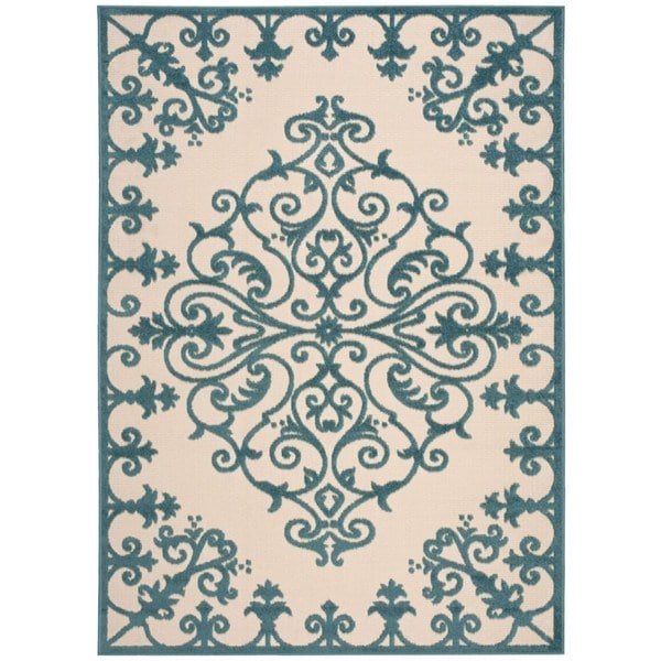 Rug Squared Kona Indoor/Outdoor Aqua Rug - 7'10 x 10'6