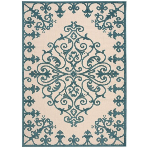 Rug Squared Kona Indoor/Outdoor Aqua Rug - 9'6 x 13'