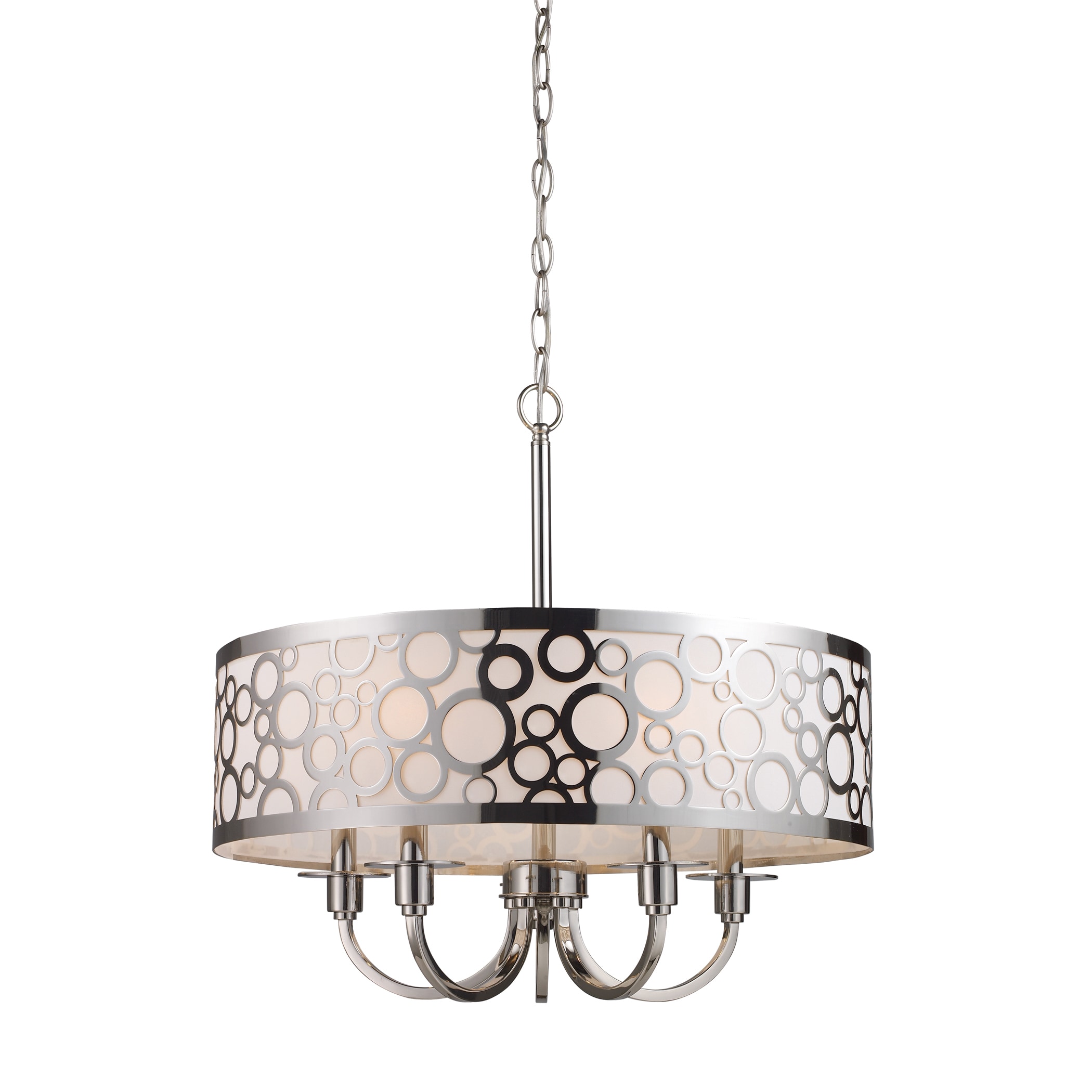 Elk Lighting Retrovia 5-light Polished Nickel Chandelier - Silver (Retrovia Nickel Polished Chandelier) - Chandeliers For Bedrooms by Overstock.com