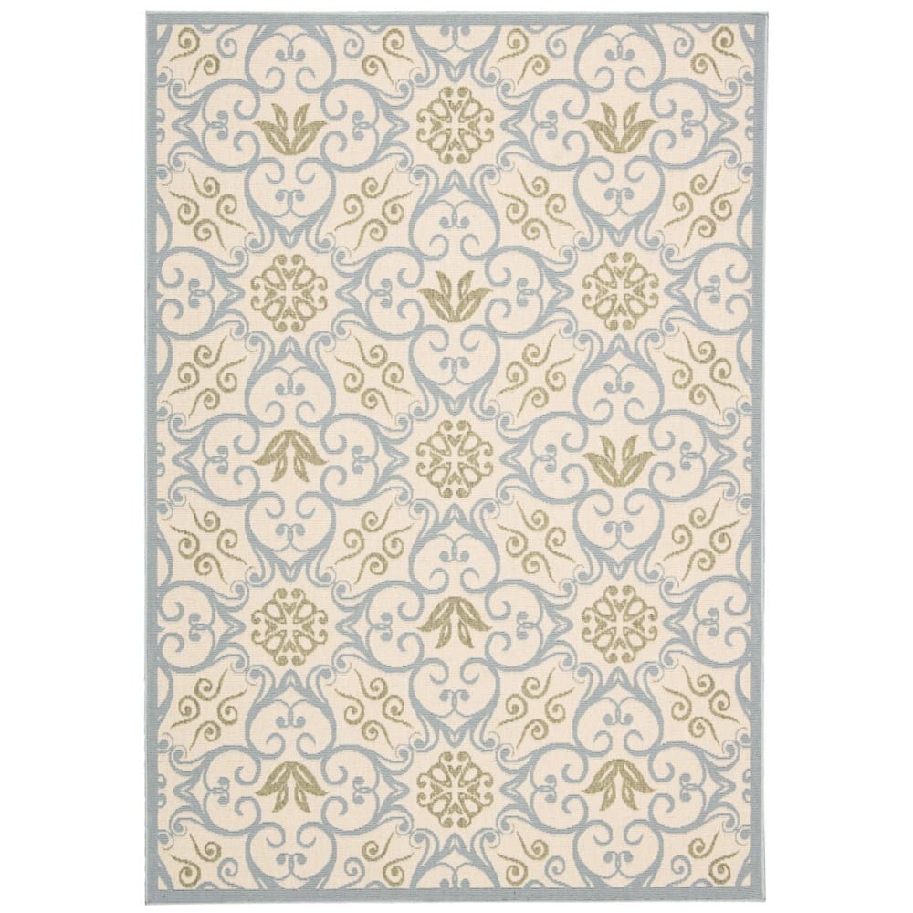 Rug Squared Jupiter Indoor/Outdoor Ivory Blue Rug - 3'11" x 5'11"