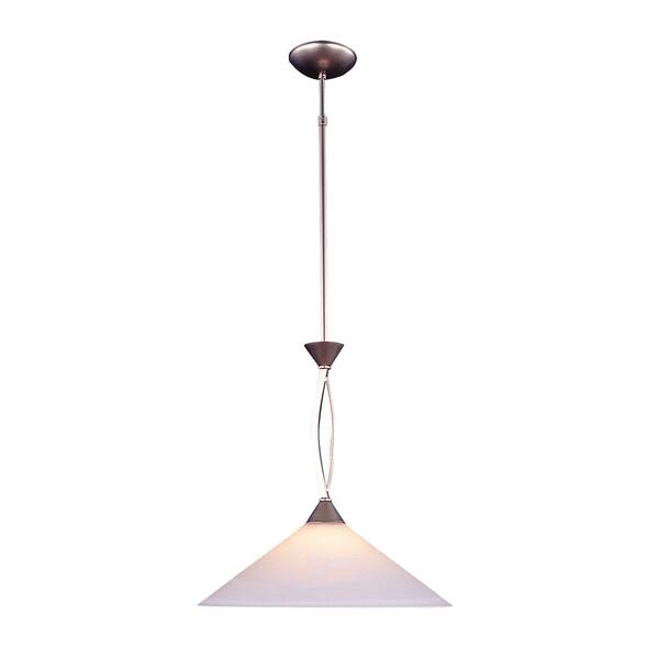 slide 2 of 2, Elk Lighting Elyurg Single-light Satin Nickel/ White Marbelized Glass Pendant