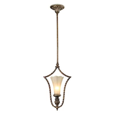 Elk Lighting Allesandria Burnt Bronze and Weathered Goldtone Leaf 1-Light Mini Pendant