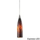 preview thumbnail 3 of 8, Elk Lighting Lungo Satin Nickel and Colored Glass 1-Light Pendant Espresso - LED