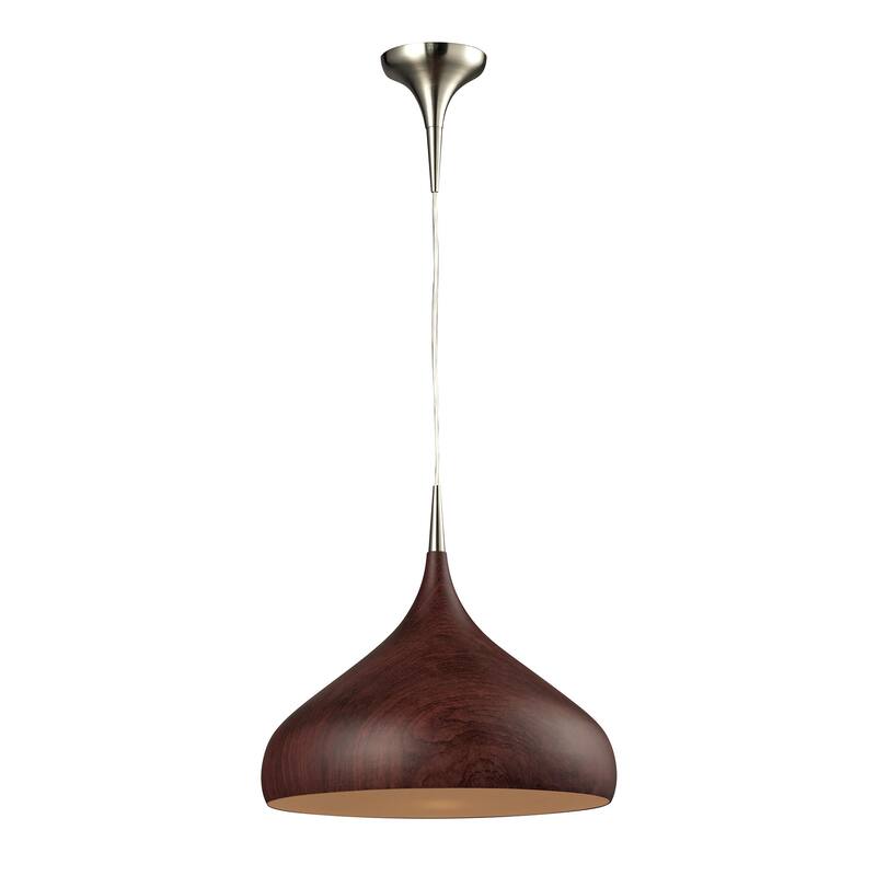 Elk Home Lindsey Satin Nickel With Satin Nickel Glass 1 Light Pendant