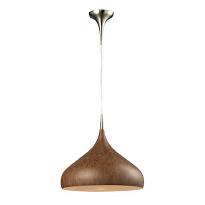 Elk Home Lindsey Satin Nickel With Satin Nickel Glass 1 Light Pendant