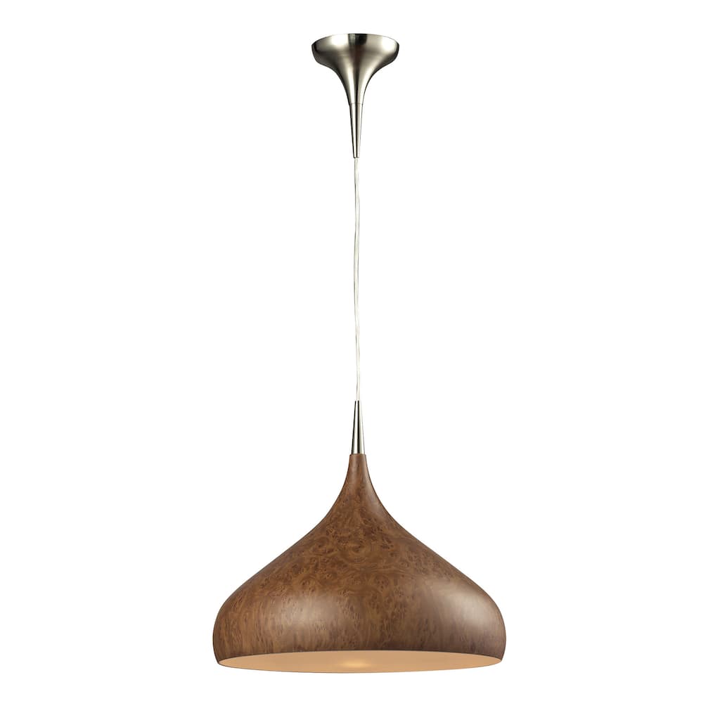 Elk Home Lindsey Satin Nickel With Satin Nickel Glass 1 Light Pendant