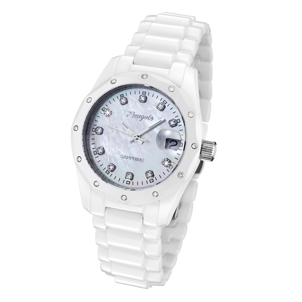 Rougois Women's White Ceramic Diamond Watch