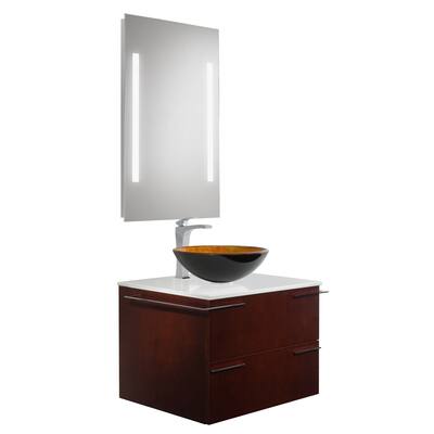 VIGO Vision 31-inch Bathroom Vanity with Russet Vessel Bowl and Blackstonian Faucet Set