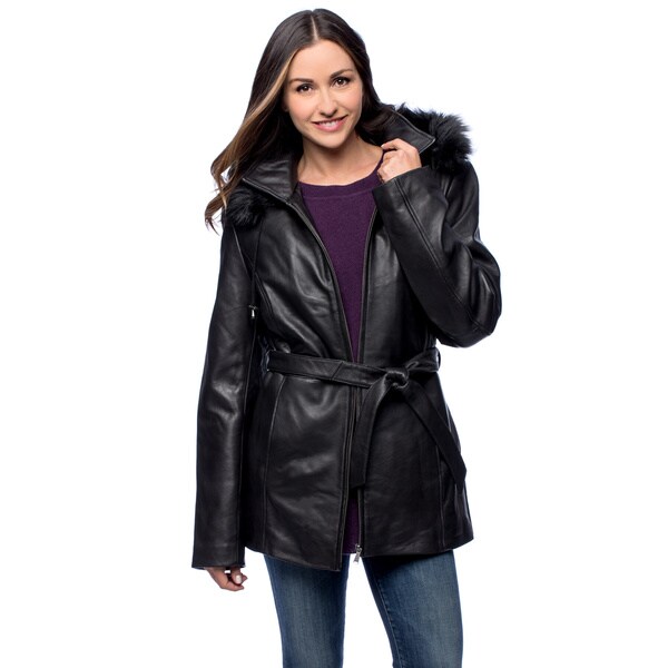 Women's 'Elle' Lambskin 3/4 Anorak