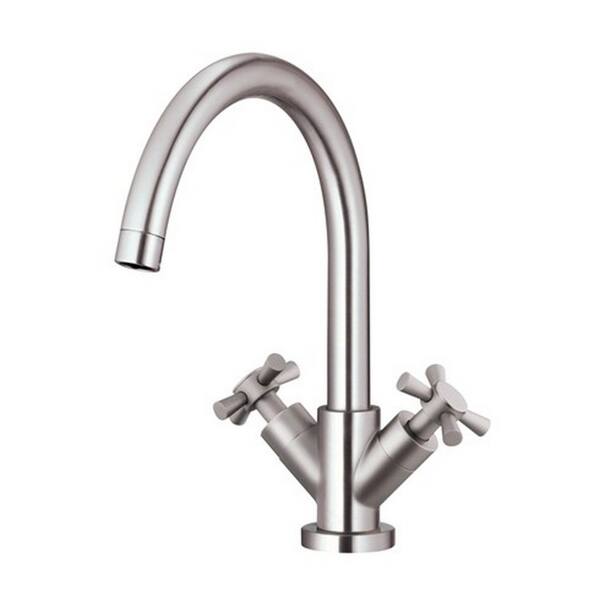 Gerber 2-handle Centerset Parma Cross Handle Touch Down Drain Brushed Nickel Faucet