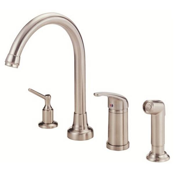 Gerber Single-handle Kit Melrose Hi-rise Spout Lever Handle with Spray with Dispenser Stainless Steel Faucet