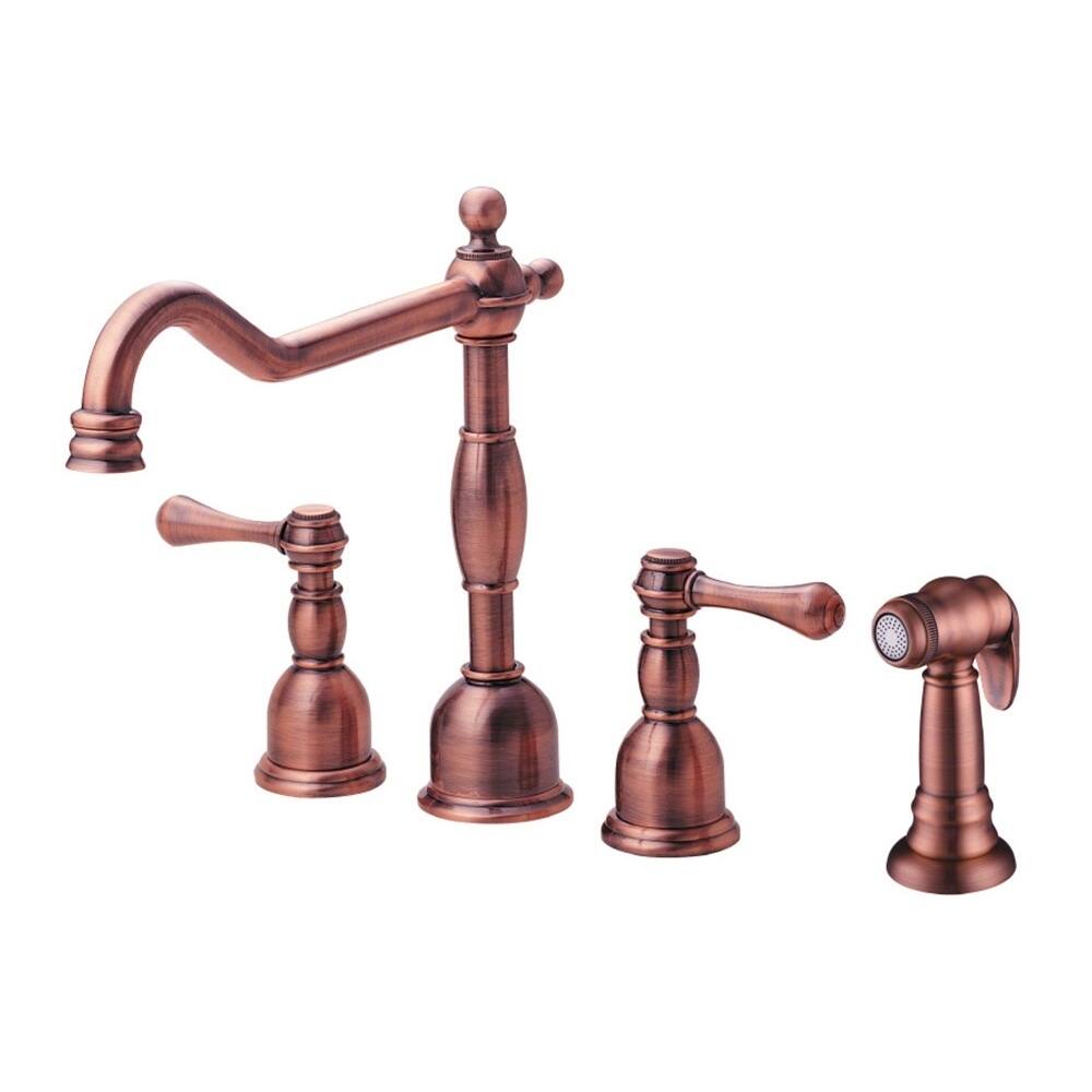 Gerber 2-handle Kit Opulence Lever Handle with Spray Antique Copper Faucet