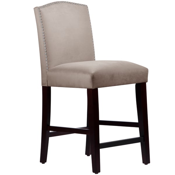 Skyline Furniture Tufted Hourglass Counter Stool in Velvet Light Grey