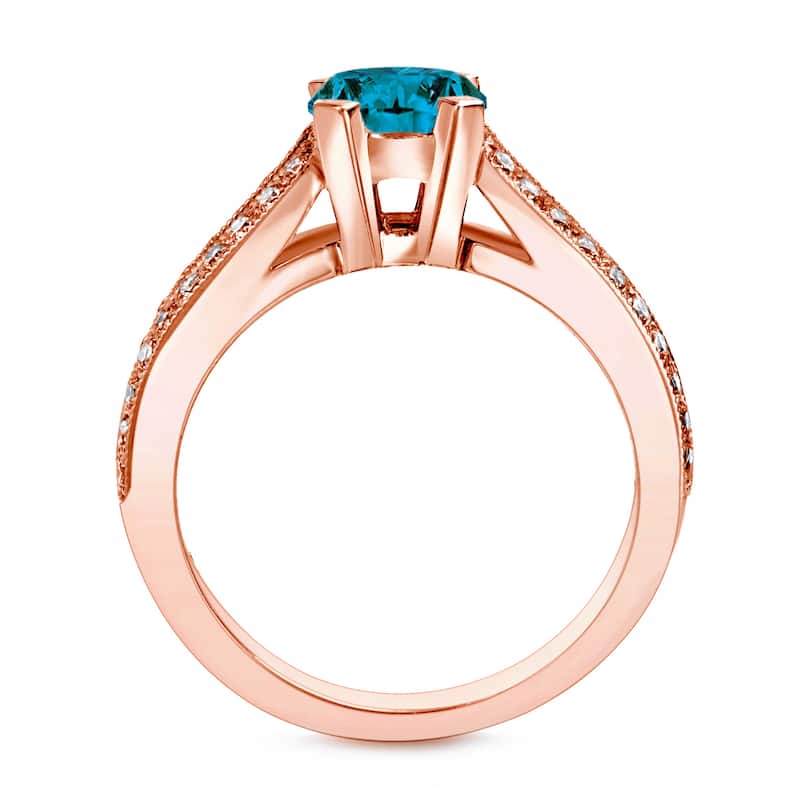 Auriya 14k Rose Gold 1 1/4ctw Modern Blue Diamond Engagement Ring (H-I, SI1-SI2)