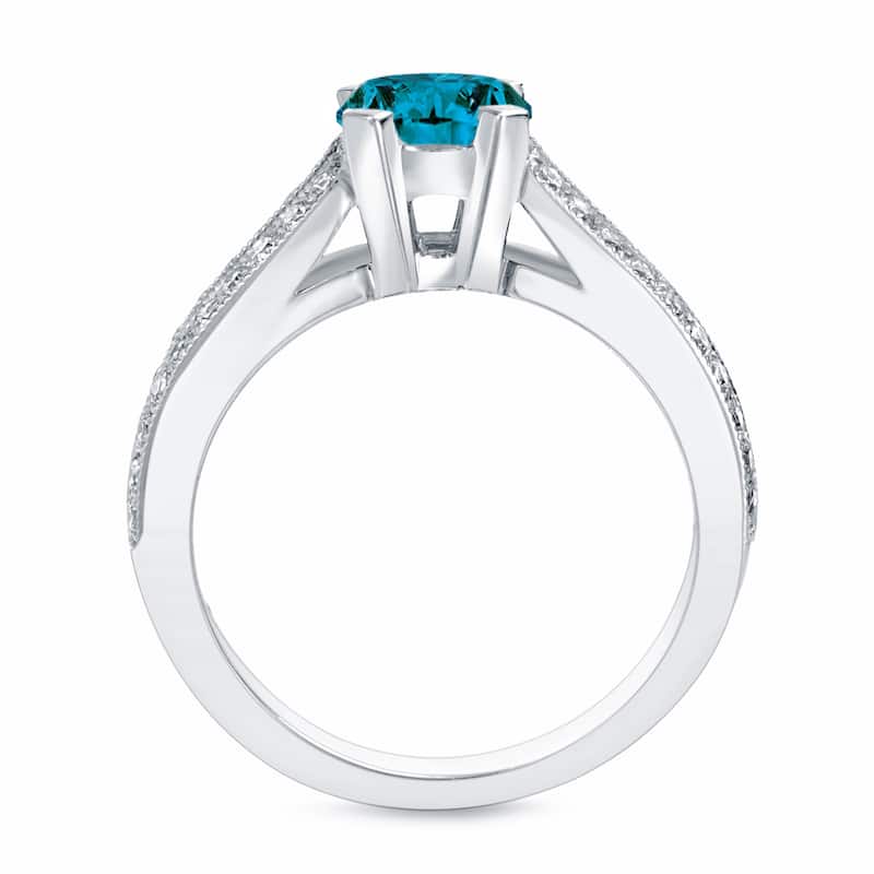 Auriya 14k Gold 1 1/4ctw Modern Blue Diamond Engagement Ring