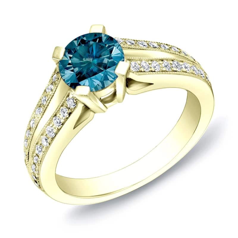 Auriya 14k Gold 1 1/4ctw Modern Blue Diamond Engagement Ring - 9.5 - Yellow