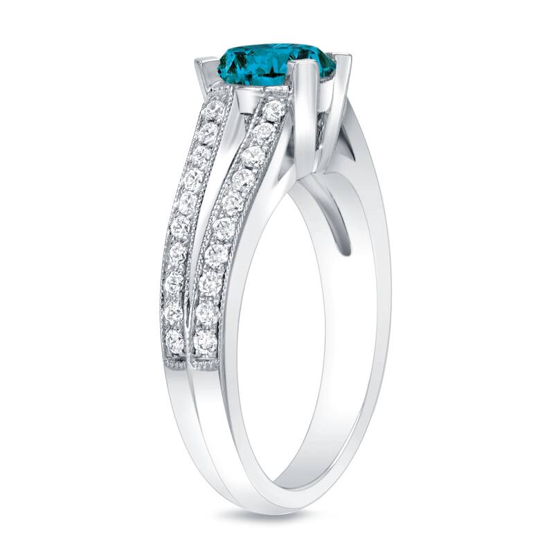Auriya 14k Gold 1 1/4ctw Modern Blue Diamond Engagement Ring