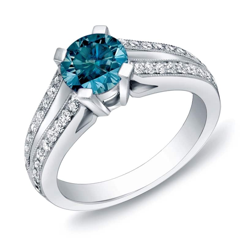 Auriya 14k Gold 1 1/4ctw Modern Blue Diamond Engagement Ring - 9.5 - White