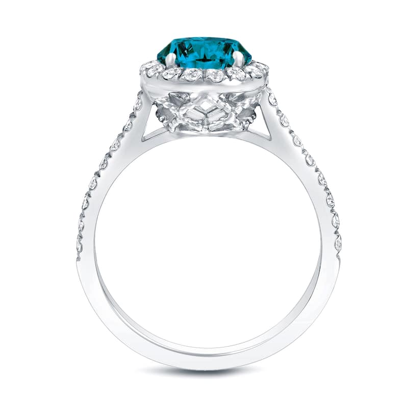 Auriya 14k Gold 1 3/4ctw Halo Blue Diamond Engagement Ring