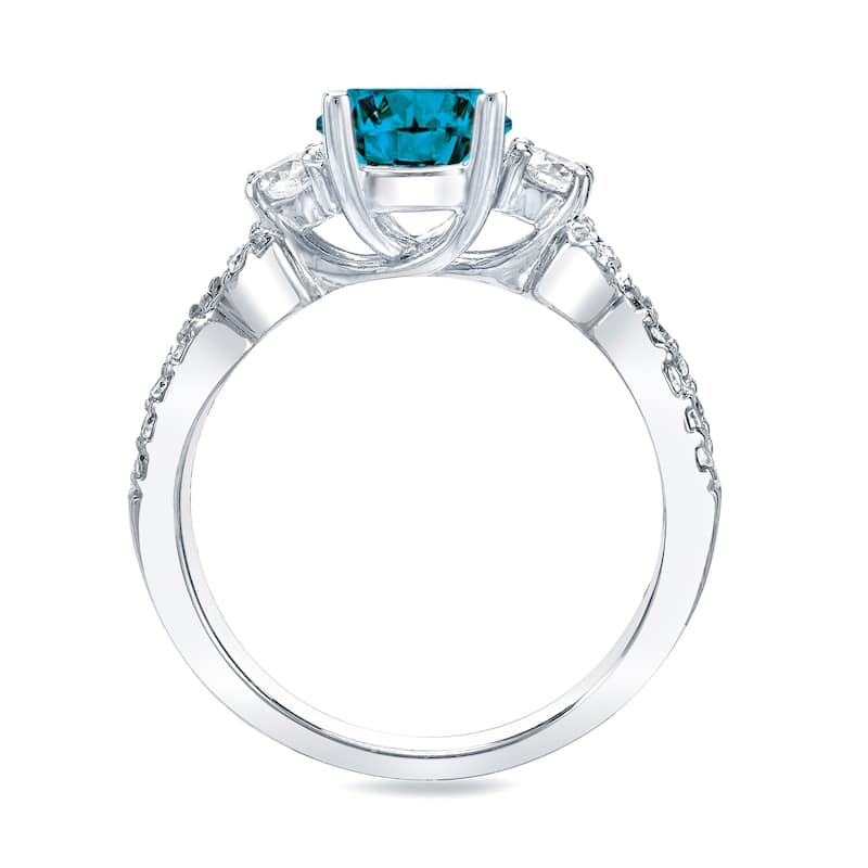 Auriya 14k Gold 1 1/2ctw 3-stone Blue Diamond Engagement Ring