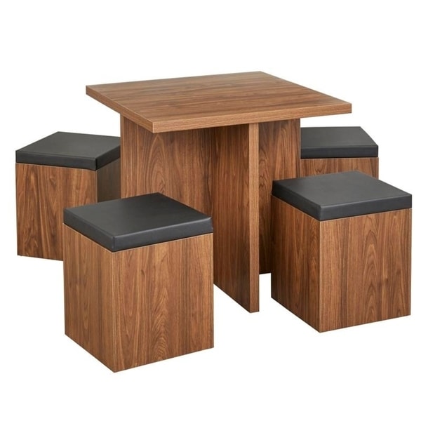 simple living baxter dining set with storage ottomans