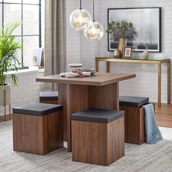 Simple Living Baxter 5-piece Table with Storage Ottoman Dining Set