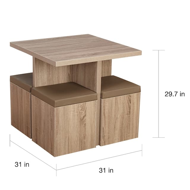 Simple Living Baxter Table with Storage Ottomans 5-piece Dining Set