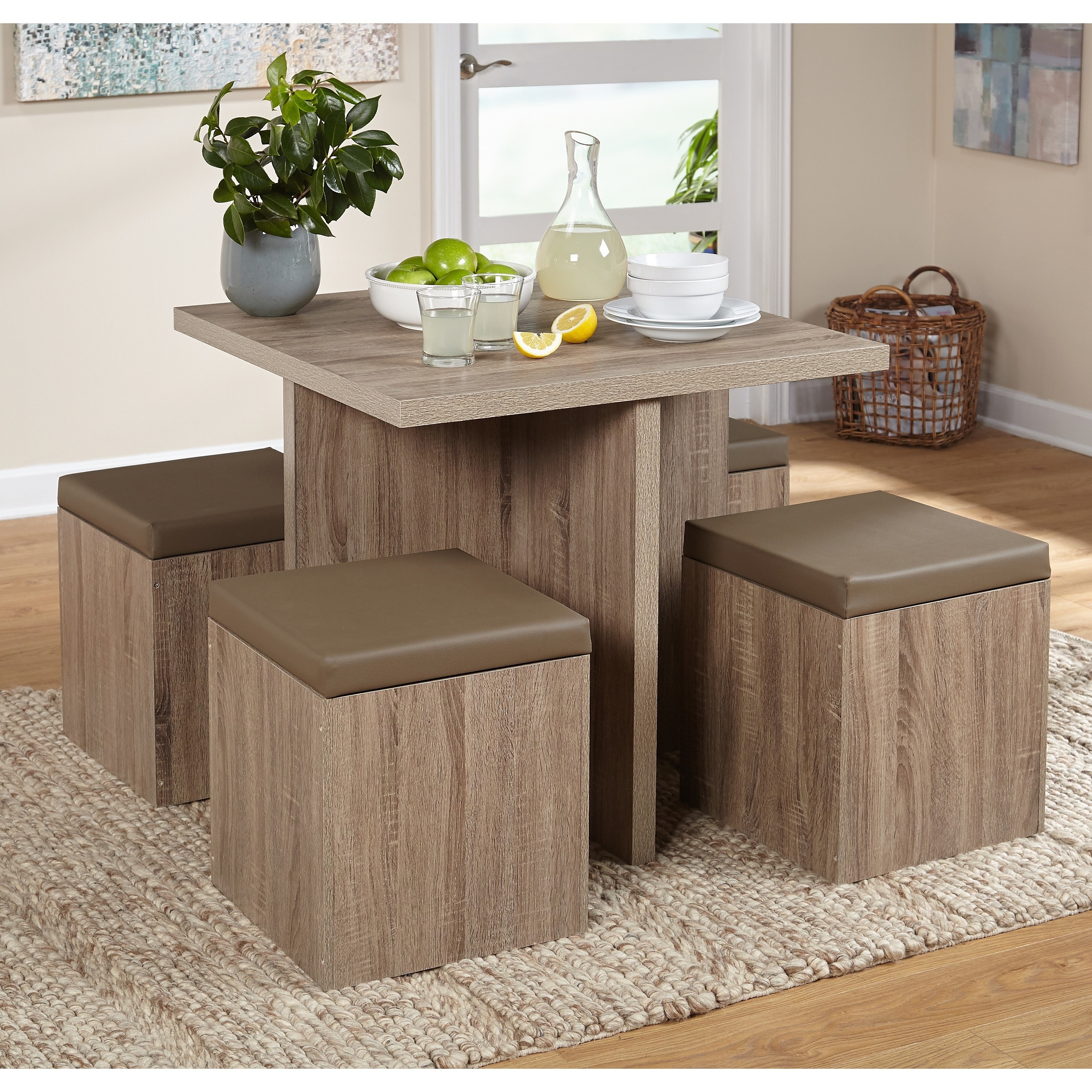 5 Piece Dining Set  Kitchen  Table Set  with Storage 