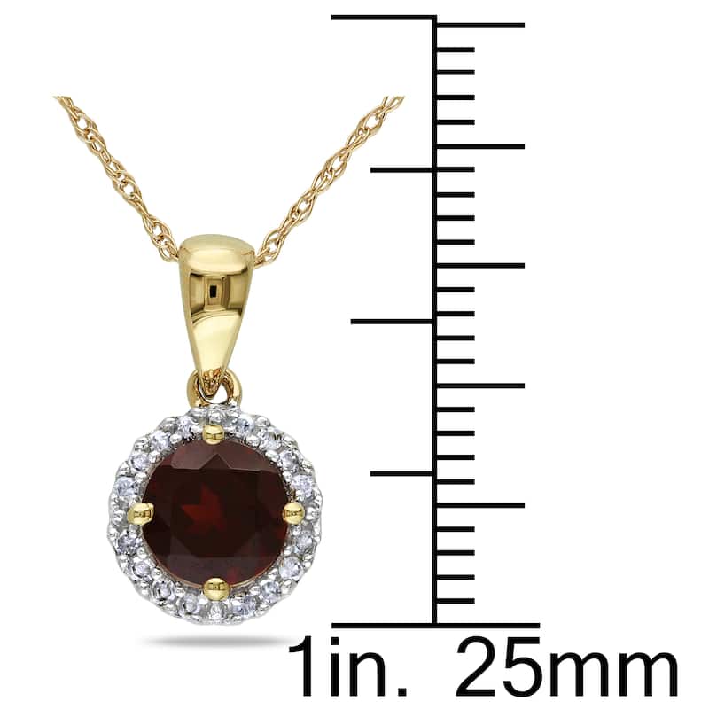 Miadora 10k Yellow Gold Garnet and 1/10ct TDW Diamond Necklace (H-I, I2-I3)