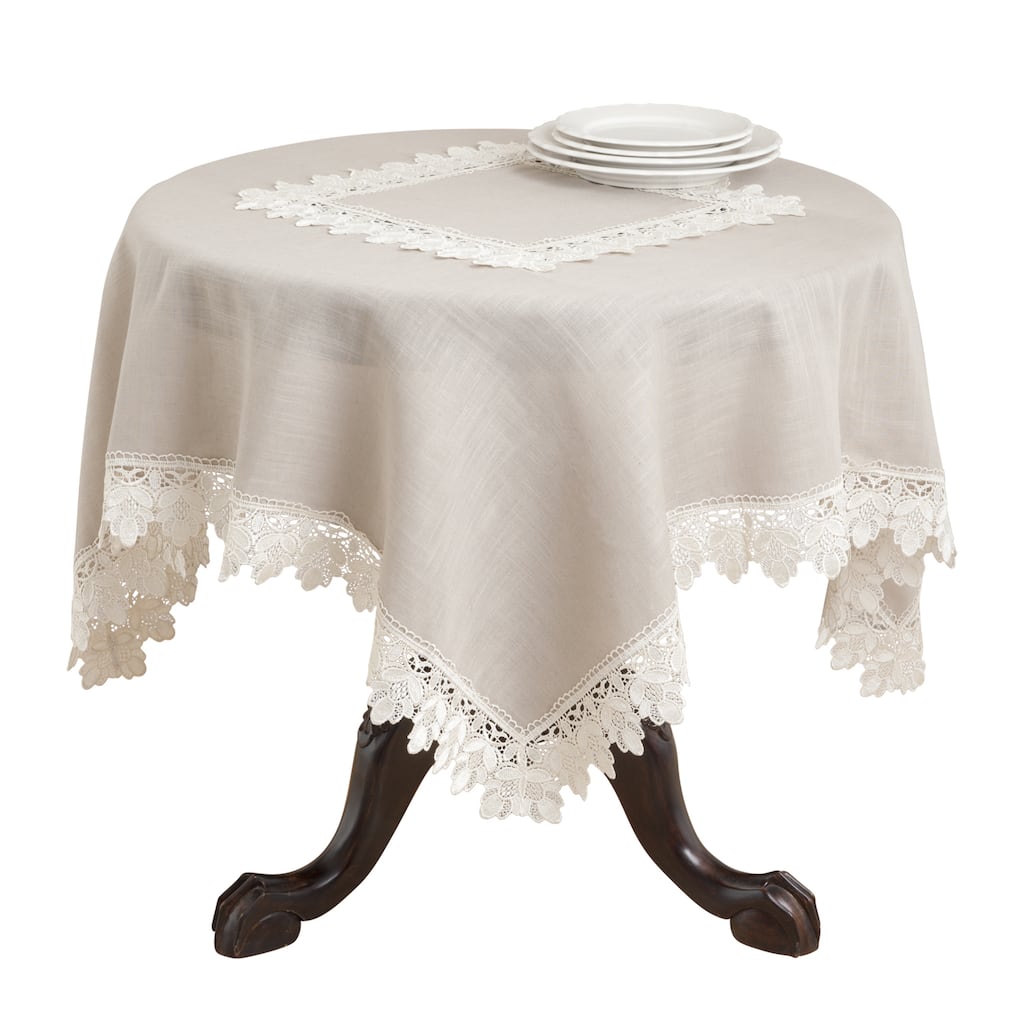 Lace Trimmed 72x72-inch Square Tablecloth - 72 Inches