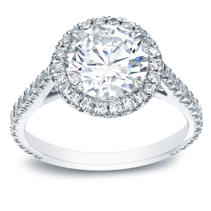 Auriya 1 4/5cttw Certified Round Diamond Halo Engagement Ring 18k White Gold (H-I, SI1-SI2) - 5