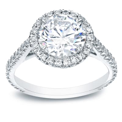 Auriya 1 4/5cttw Certified Round Diamond Halo Engagement Ring 18k White Gold (H-I, SI1-SI2)