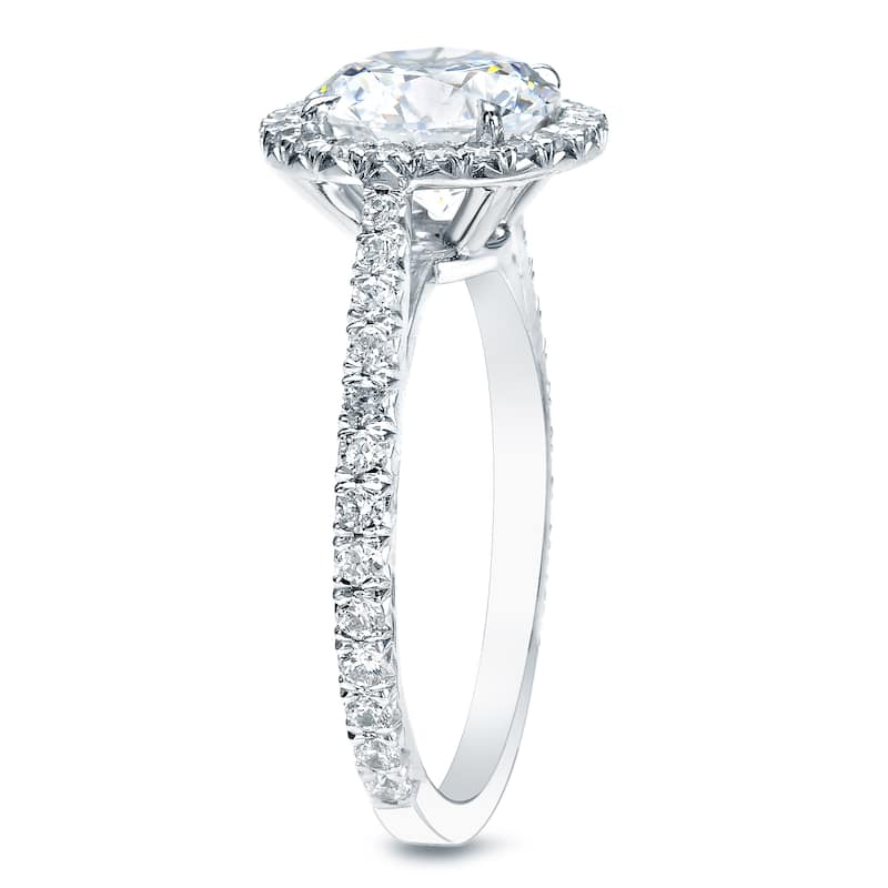 Auriya 1 4/5cttw Certified Round Diamond Halo Engagement Ring 18k White Gold (H-I, SI1-SI2)