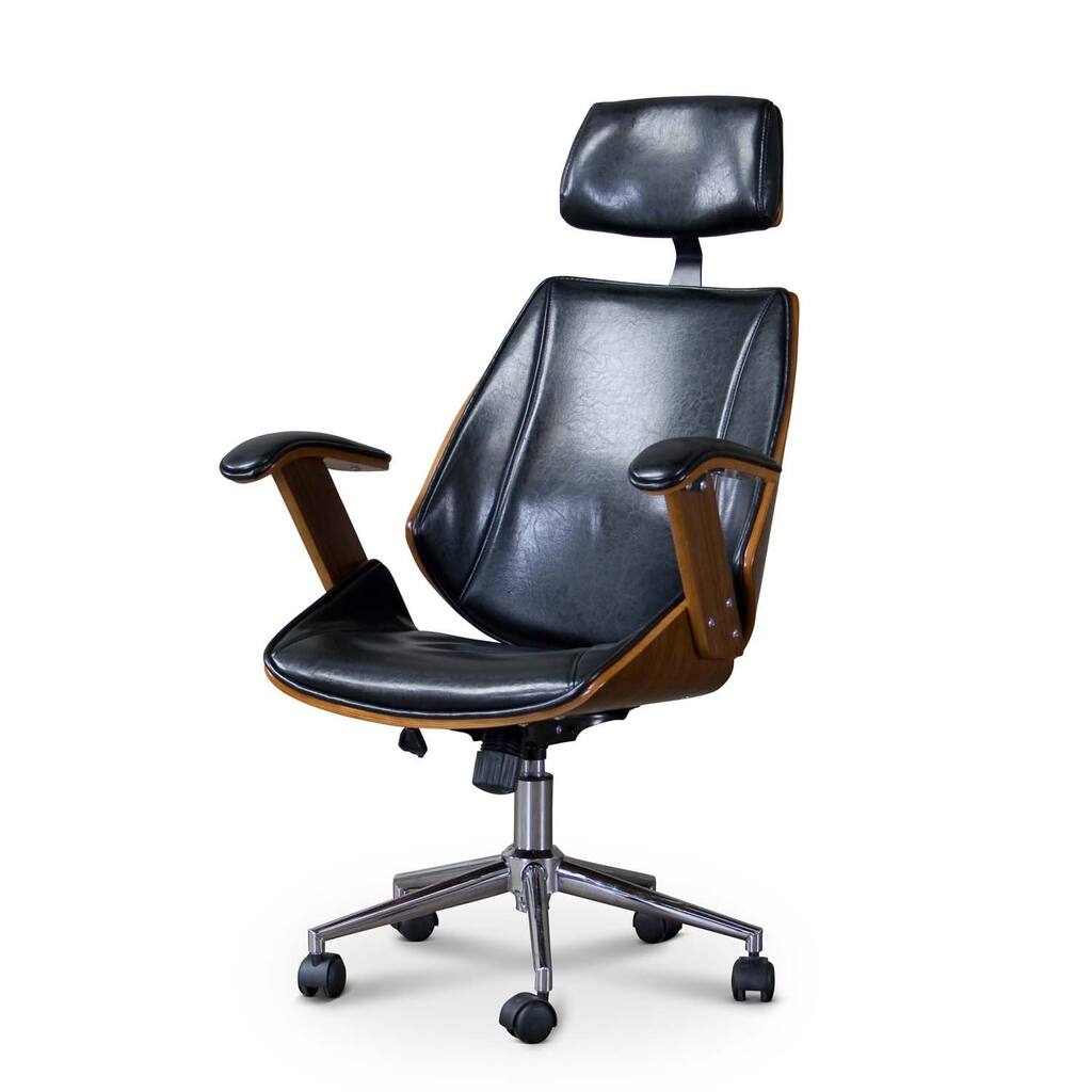 Baxton Studio Hamilton Black Faux Leather Office Chair with Headrest