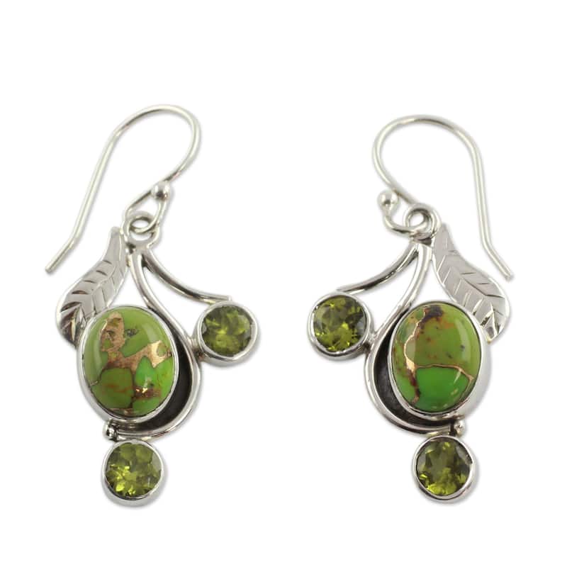 Handmade Sterling Silver Dew Blossom Multi-gemstone earrings