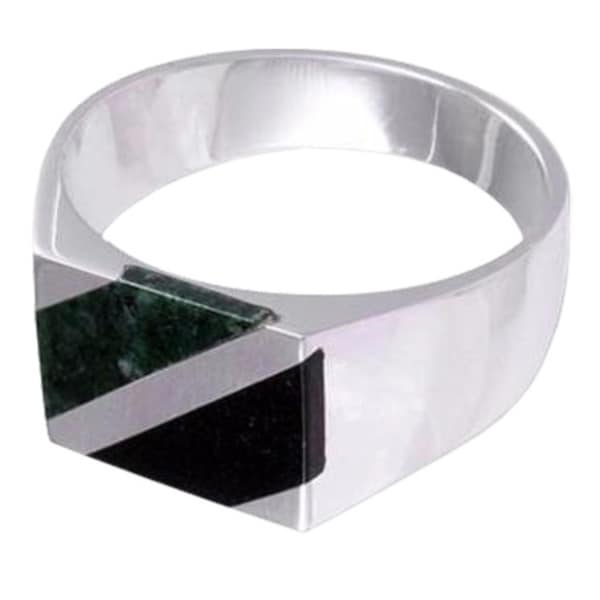 Handmade Men's Sterling Silver 'Lord of the Land' Jade Ring (Guatemala)
