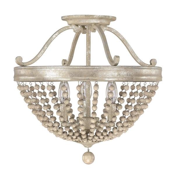 Capital Lighting Adele Collection 3 Light Painted Silver Quartz Capital Lighting Adele Collection 3 Light Painted Silver Quartz Semi Flush