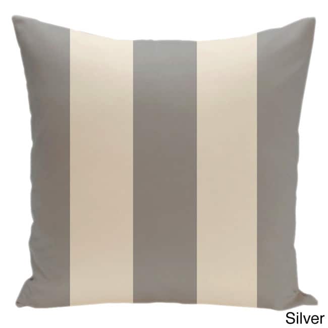Square 16-inch Holiday Brights Collection Stripe Throw Pillow - Silver and Shearling