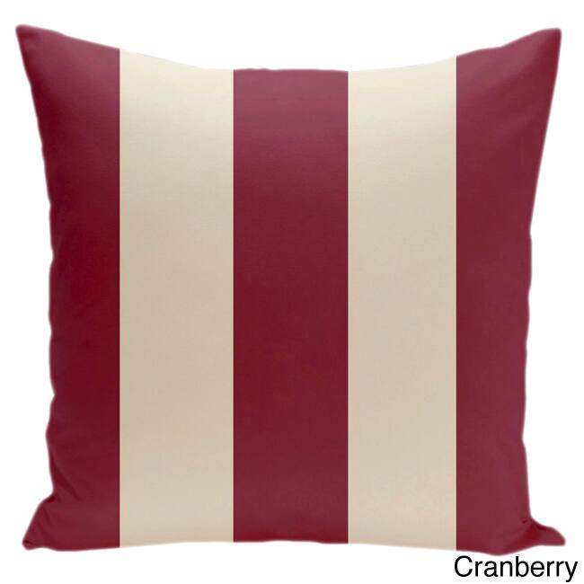Square 16-inch Holiday Brights Collection Stripe Throw Pillow - Cranberry and Shearling