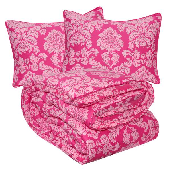 Shop Wake Up Frankie Pink Damask 3 Piece Comforter Set Free