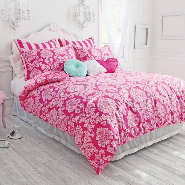 Shop Wake Up Frankie Pink Damask 3 Piece Comforter Set Free