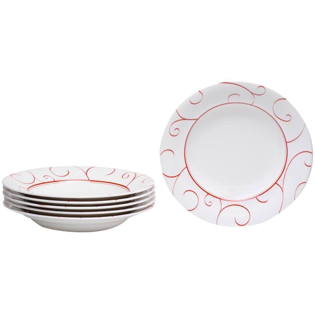 Red Vanilla Panache Rouge Rimmed Soup Bowl (Set of 6)